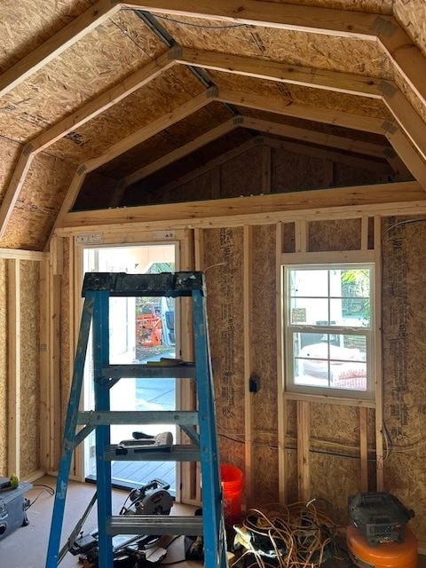 Shed conversion framing and construction in progress