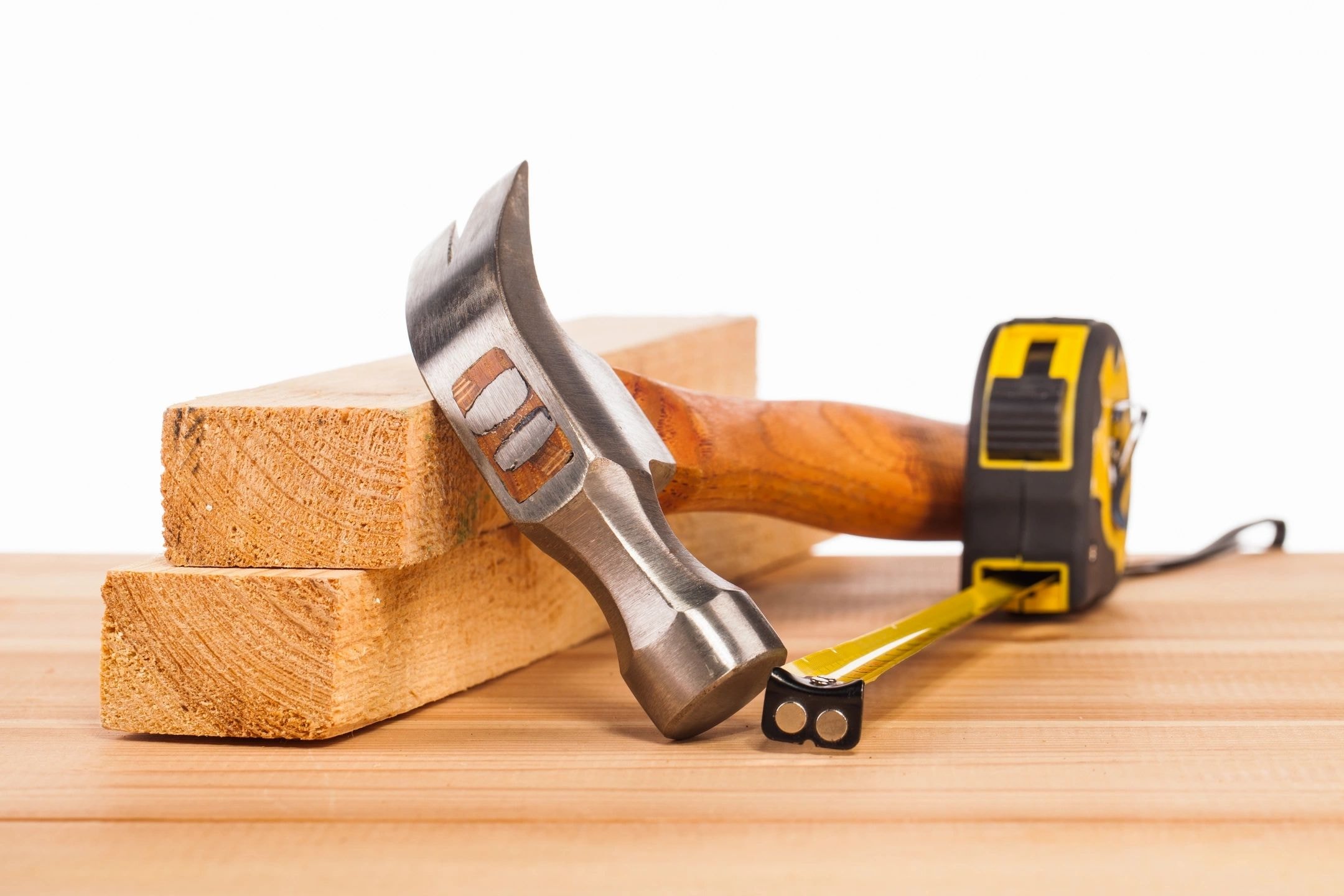 Carpentry tools with wooden blocks